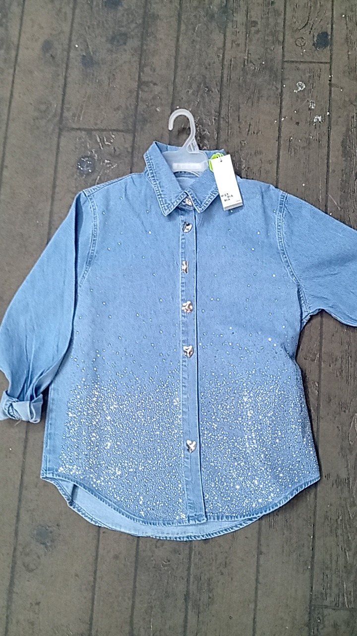 Camisa de mezclilla y pedreria